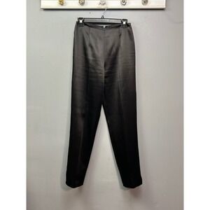 Lynn Lugo Pants Womens 4 Black‎ Satin Hi Rise Straight Leg Formal Dress Trousers